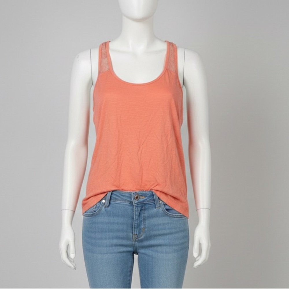 Neon Pink/Orange Lace Racerback Tank Top